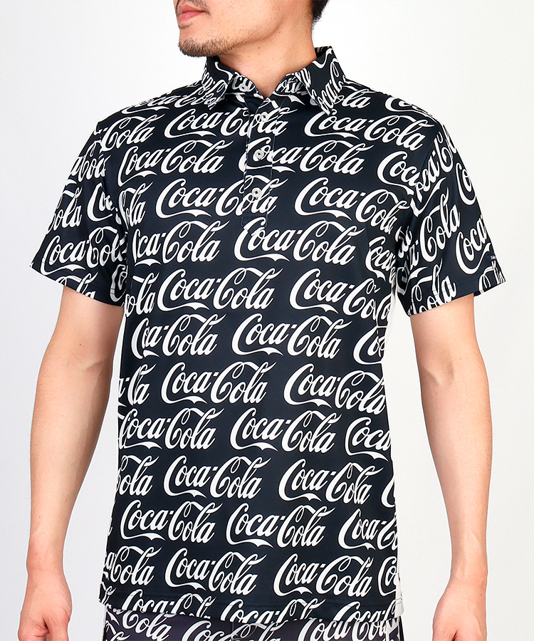 JB CocaColaロゴ総柄◆半袖ポロシャツ