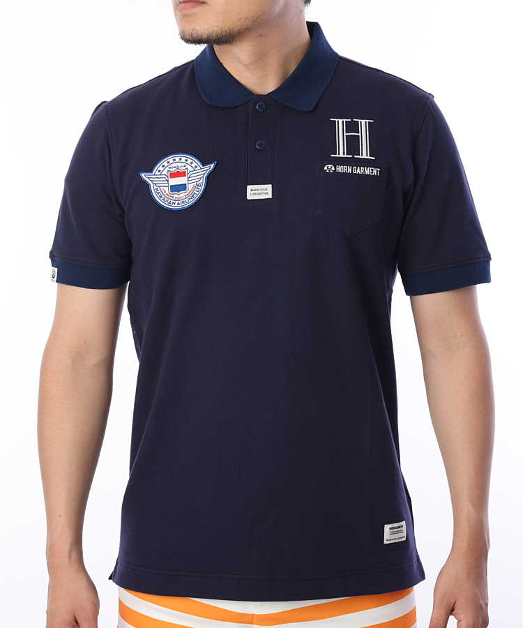 HO [HawaiianAirlines]ワッペン半袖ポロシャツ