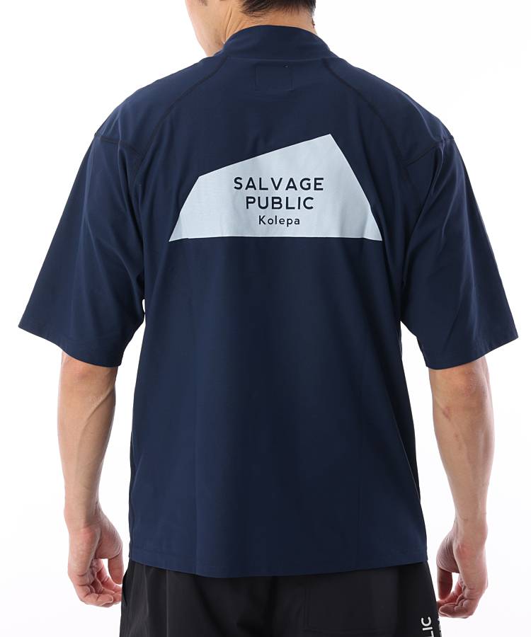 SL バックロゴprint半袖モックネックカットソー
