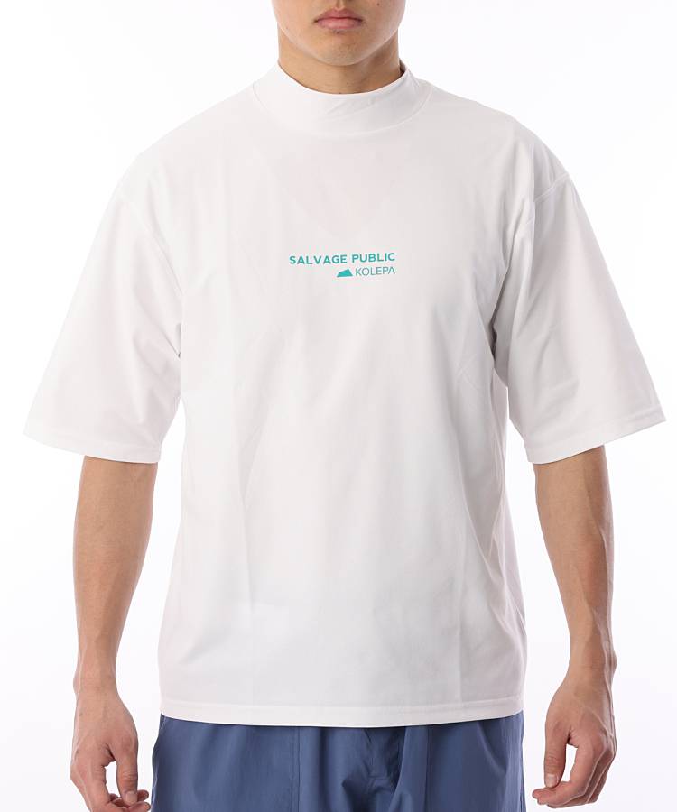 SL バックロゴprint半袖モックネックカットソー