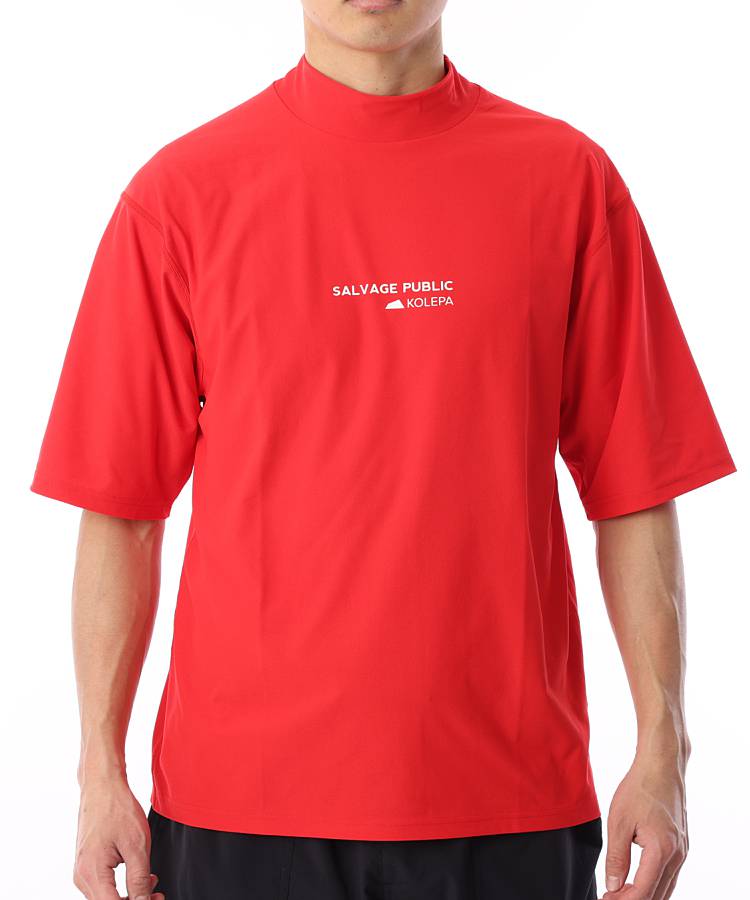 SL バックロゴprint半袖モックネックカットソー