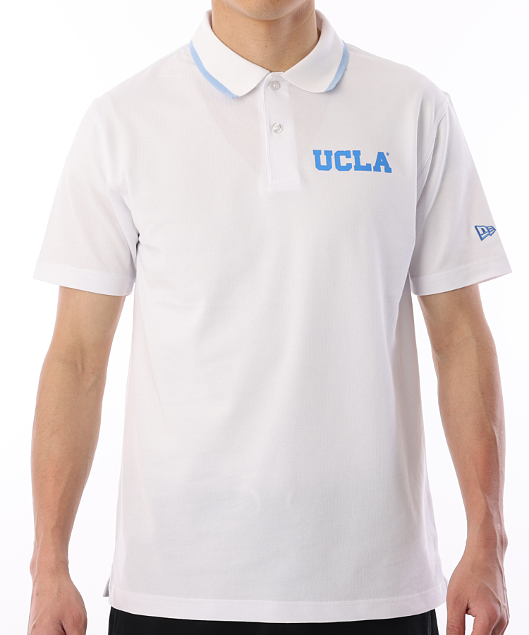 NE [UCLA]ロゴPT鹿の子半袖ポロシャツ(ホワイト)