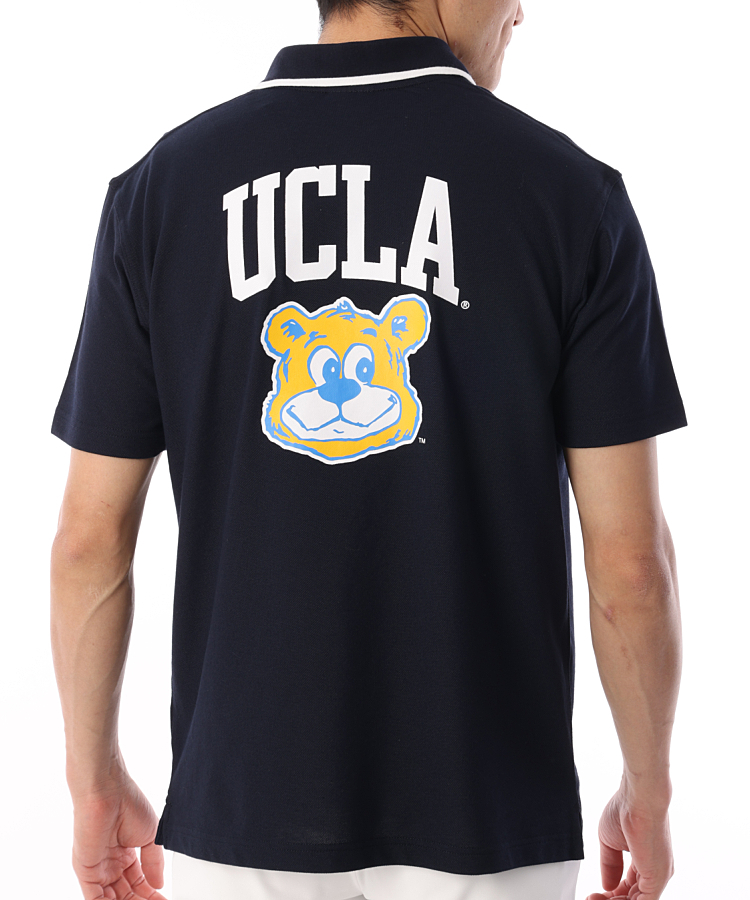 NE [UCLA]ロゴPT鹿の子半袖ポロシャツ(ネイビー)