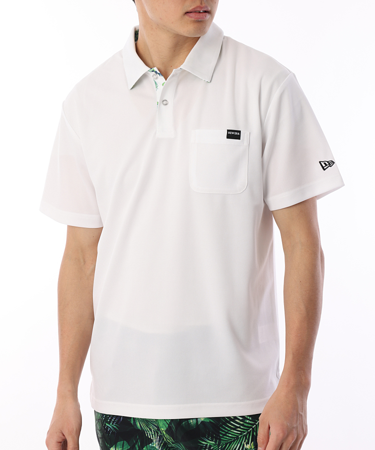 商品一覧画像：NE 速乾UV胸ポケット半袖ポロシャツ(ホワイト)