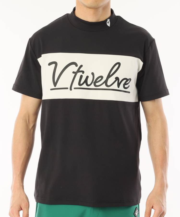 VI パネルLOGOモックネック半袖カットソー