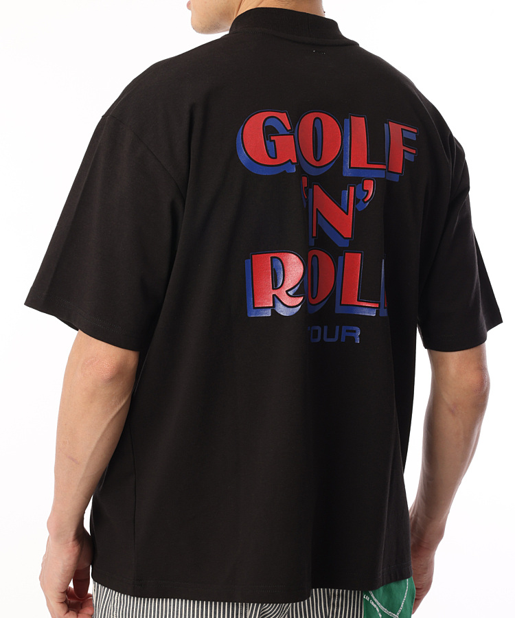 LG バックプリント半袖モックネックTシャツ