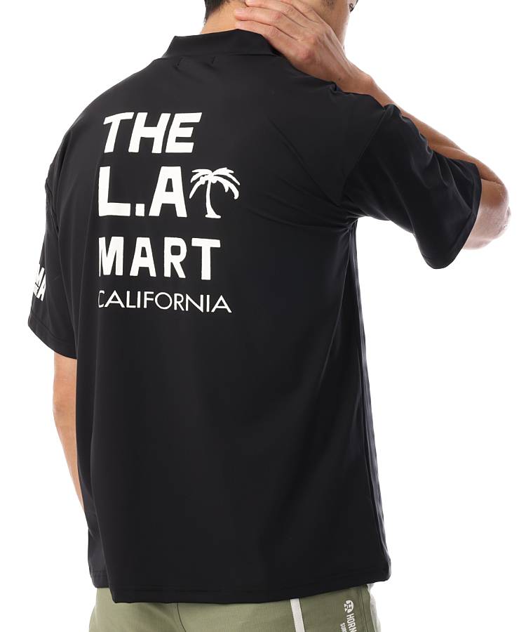 OT 【HIGUMA別注】THE_L.A.MART_BACKロゴUVモックネックカットソー