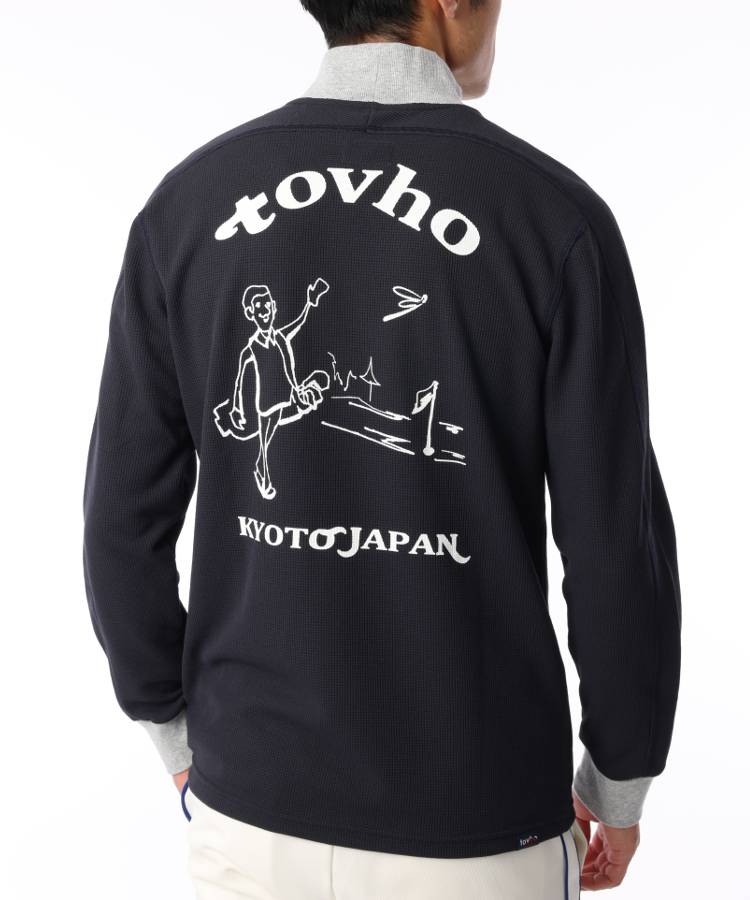 TV バックロゴワッフルモックネックカットソー