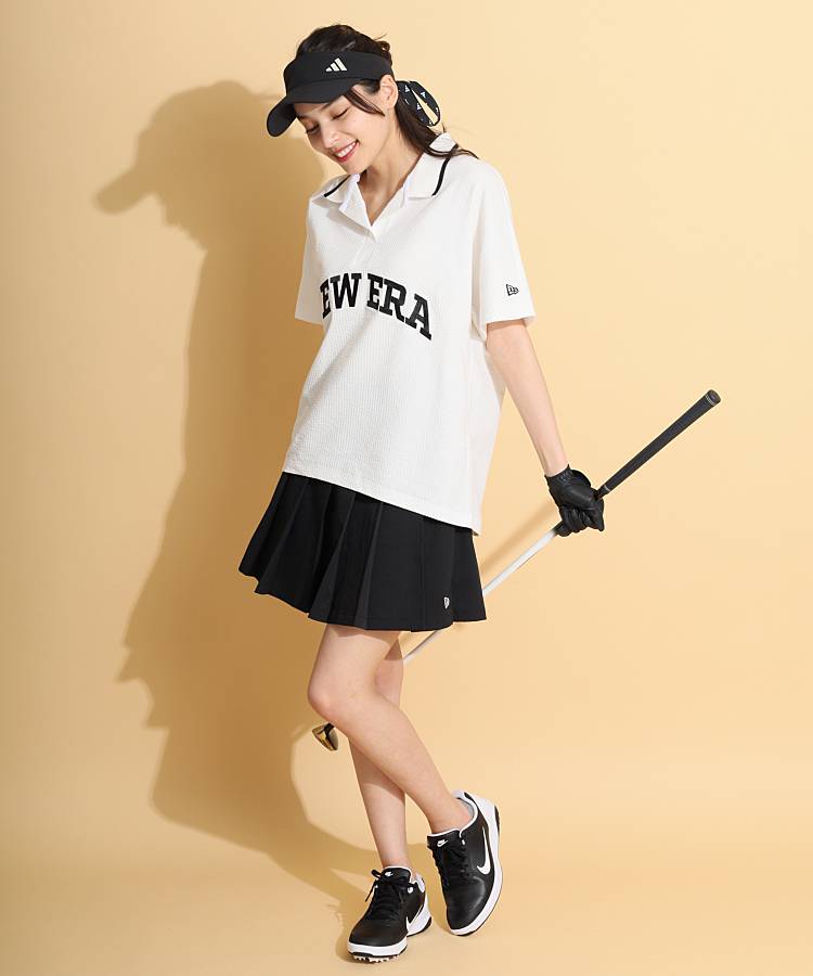 ポロシャツ ニューエラ ゴルフ レディース スキッパーポロシャツ レディース ニューエラ（NEW ERA）（レディース）ゴルフウェア 吸汗速乾 半袖ポロシャツ 紺野ゆり スキッパー シアサッカー 14311404