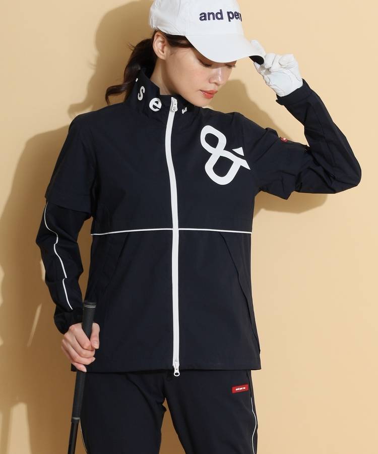 アンパスィ AP 【撥水ストレッチ】スタンドネック2WAYレインブルゾン