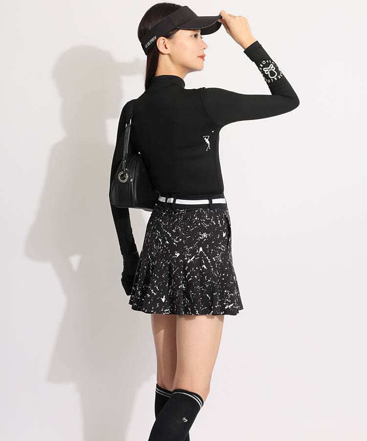 マーク＆ロナ速乾ストレッチアシメロゴプリントモックネック長袖カットソーUV マーク＆ロナ速乾ストレッチアシメロゴプリントモックネック長袖