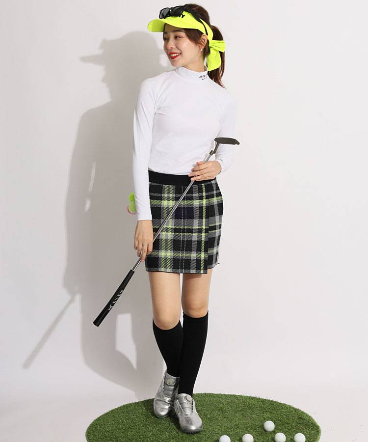 アディダスゴルフ AG タータンチェック柄ラップ風ニットスカート