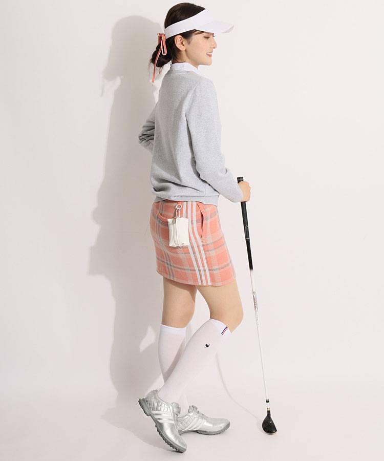 アディダスゴルフ AG タータンチェック柄ラップ風ニットスカート