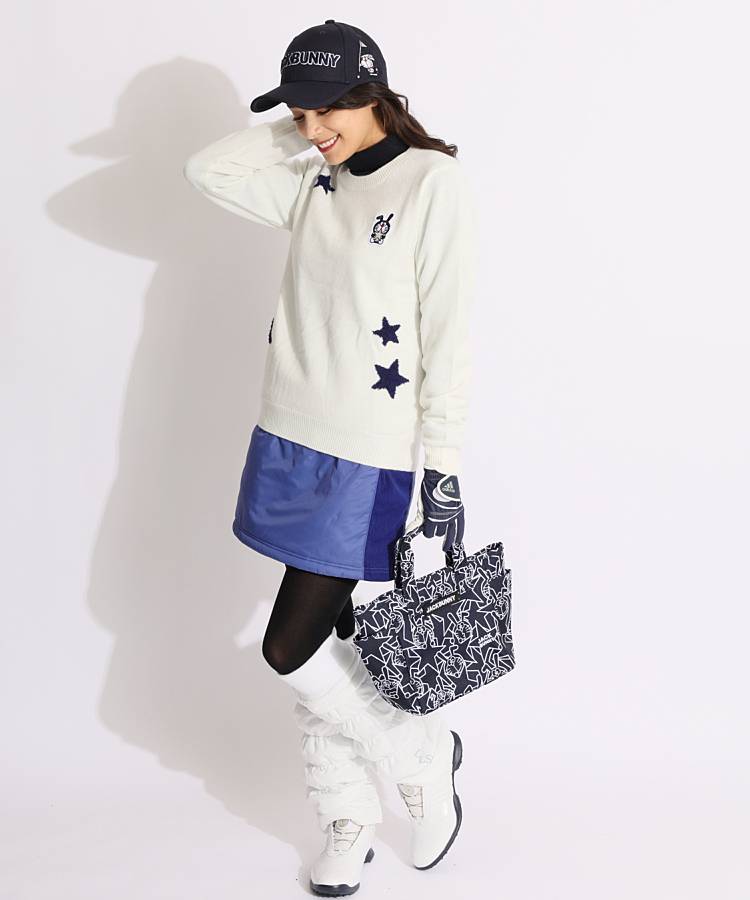 ジャックバニー　ドラえもん　レディース　ゴルフウェア　Ｍサイズ　フーディー ジャックバニー JB [ドラえもん]モコモコスタークルーネックニット