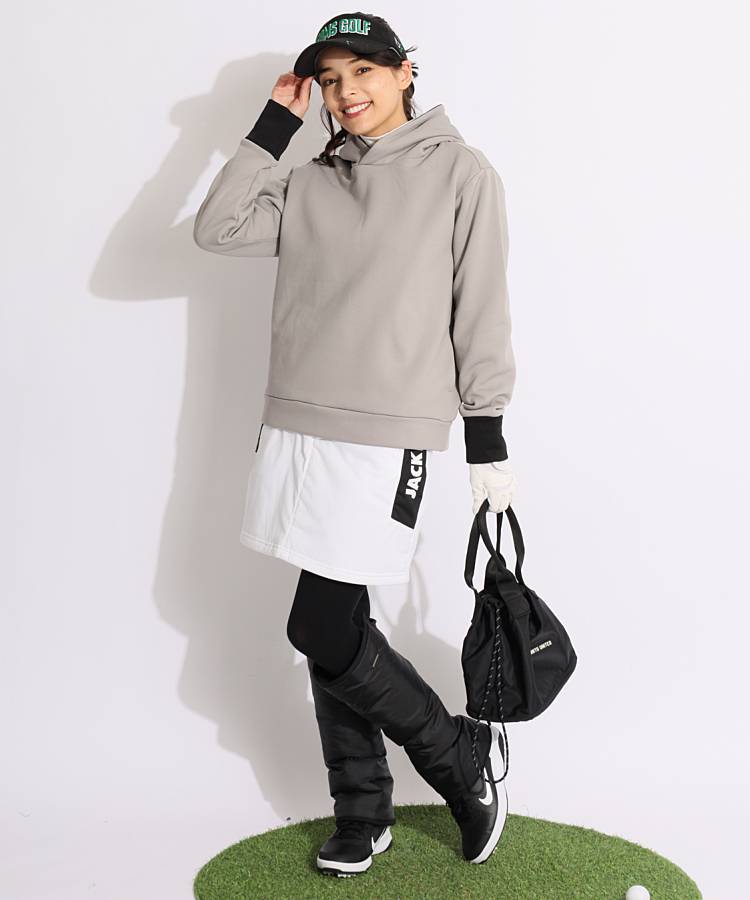 サイズ1❤ジャックバニー レディース セットアップ 上下 新品 スカート シャツ ジャックバニー JB 一体型ペチパンツ付サイドロゴ保温スカート