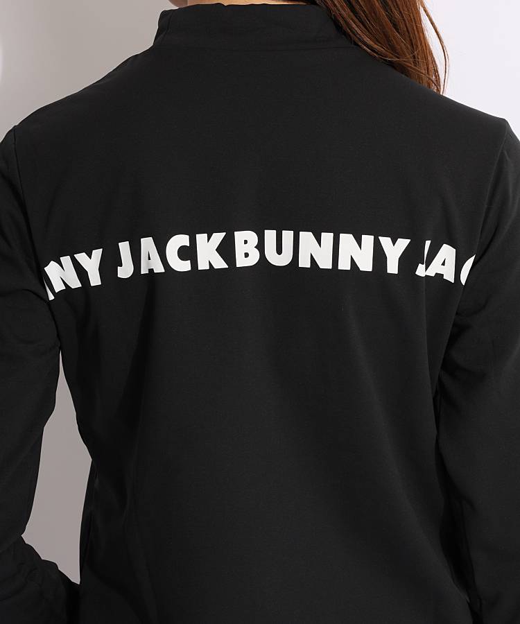 美品　ジャックバニー ロゴプリント　モックネック サイズ(4)M 黒 ジャックバニー JB ロゴプリント裏起毛モックネック長袖カットソー