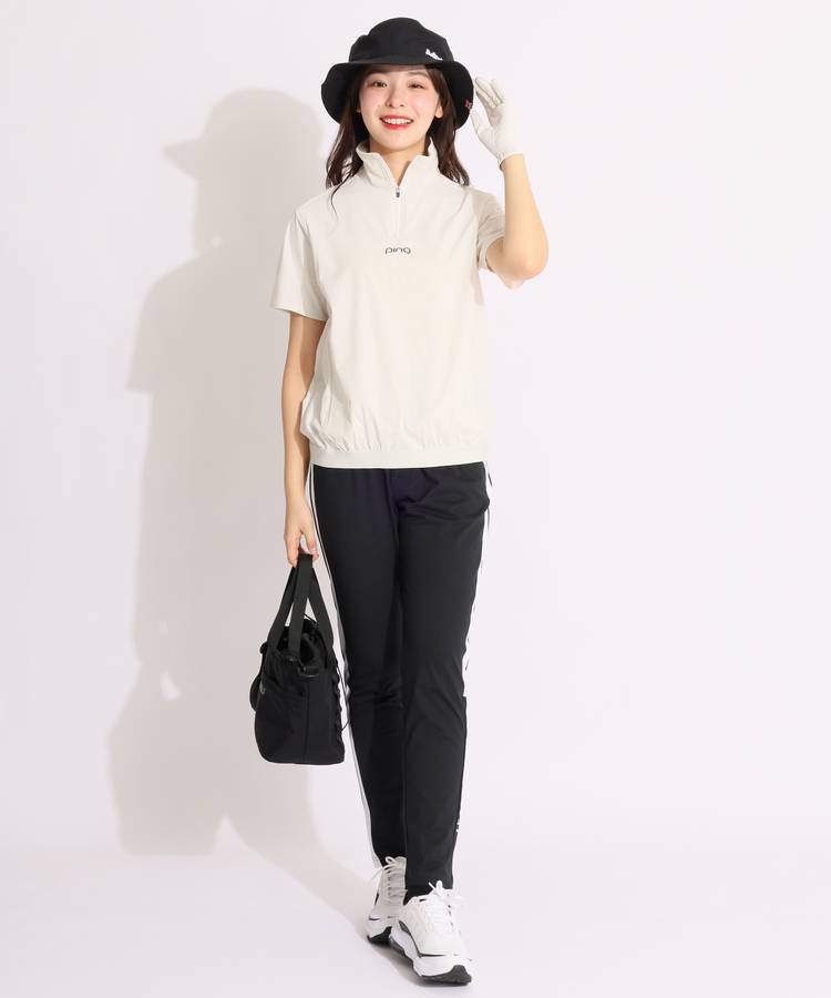 ピン PN ハーフジップナイロンプルオーバー レディースゴルフウェア