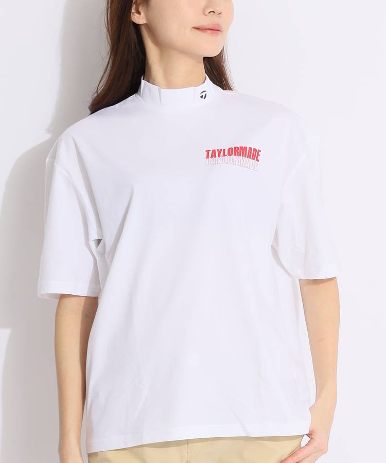 【新品未使用】テーラーメイド モックネック長袖シャツMサイズ 白×黒 テーラーメイド 長袖モックネックシャツ Mサイズ ホワイト