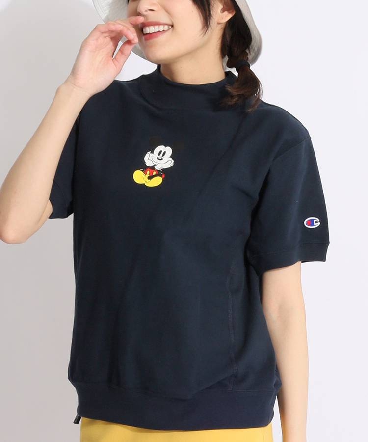 ビームスゴルフ ディズニー モックネックシャツ ネイビー S ビームスゴルフ BE 【Champion×ディズニー】お座りミッキー