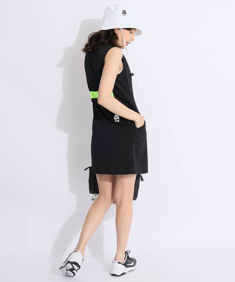 新品 ARCHIVIO アルチビオ モックネック ノースリーブ ワンピース 36 アルチビオ AR フロントロゴノースリーブモックネックワンピース