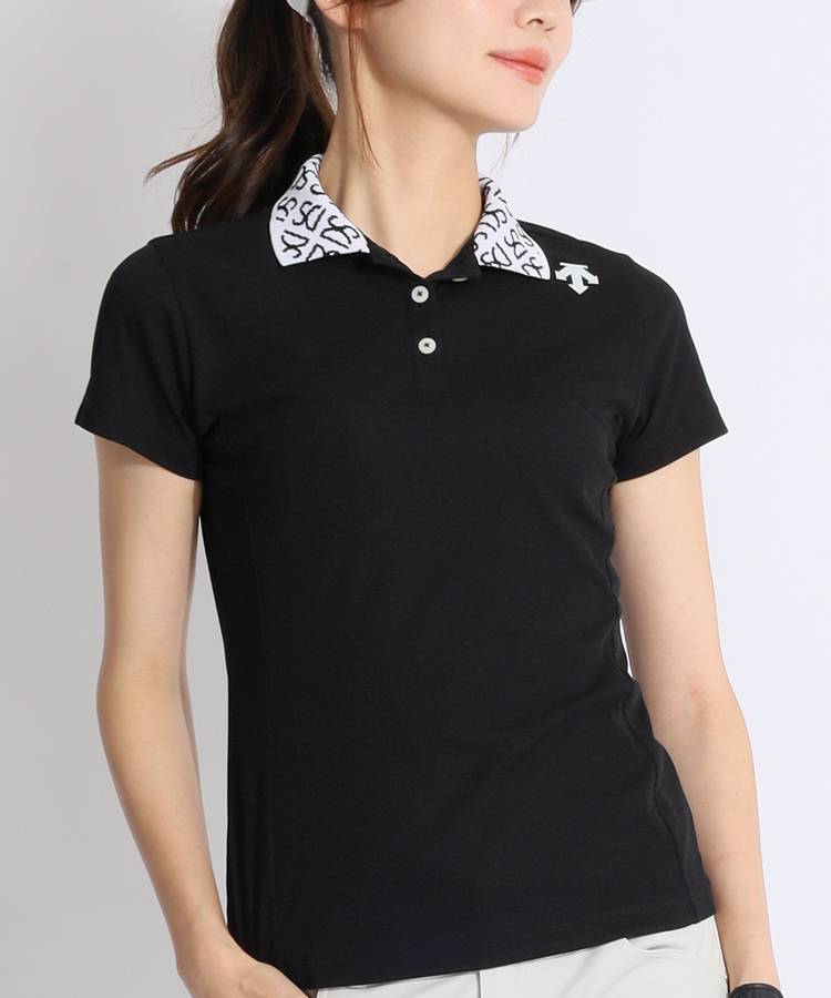 デサントゴルフ DE ネックロゴ鹿の子ストレッチ半袖ポロシャツ