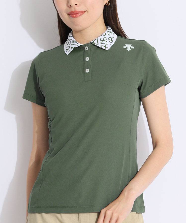 デサントゴルフ DE ネックロゴ鹿の子ストレッチ半袖ポロシャツ