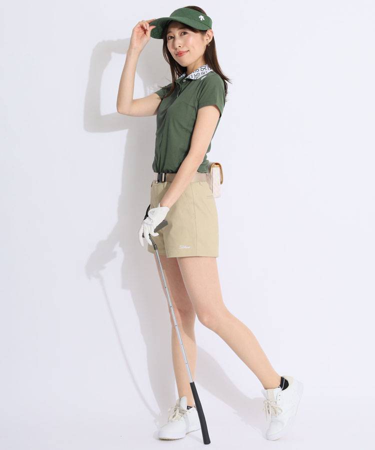 デサントゴルフ DE ネックロゴ鹿の子ストレッチ半袖ポロシャツ