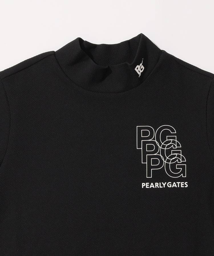 サイズ０　半袖カットソー　美品　UVカット　ロゴプリント　伸縮性　パーリーゲイツ パーリーゲイツ PG ストレッチドビーロゴ半袖モックネック
