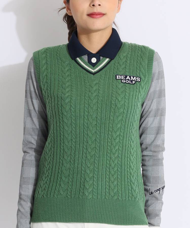 BEAMS GOLF 二枚セット　ケーブル編み ノースリーブベスト 大人上品なクラシックスタイル②｜ビームス ゴルフ グラン