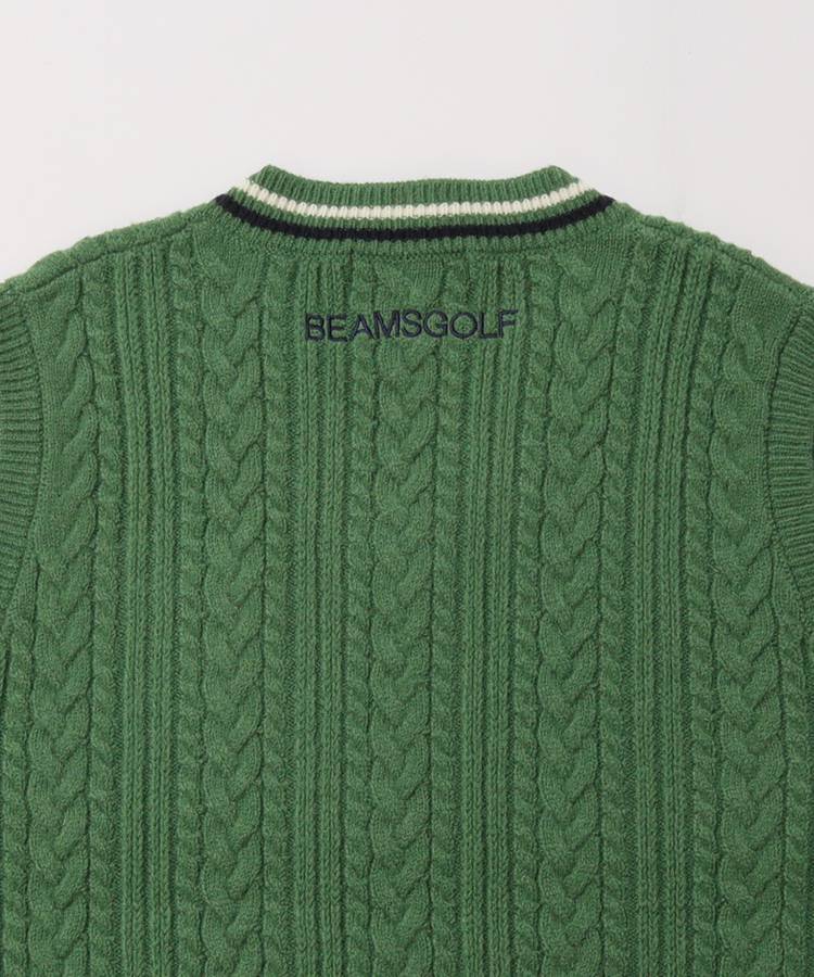 ビームスゴルフ BE ケーブル編みVネックニットベスト レディース