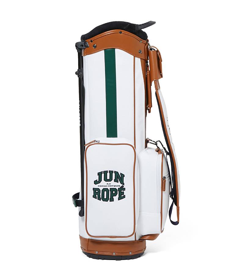 [ジュン＆ロぺ] 合皮コンビ使いカレッジロゴキャディバック ジュン＆ロぺ JR 合皮コンビ使いカレッジロゴキャディバッグ