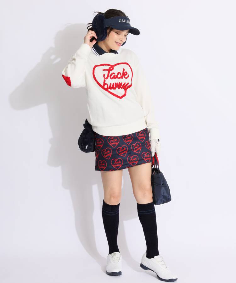 【新品】ジャックバニー　クルーネック セーター　Lサイズ　ホワイト JACK BUNNY ジャックバニー 長袖 ニットセーター ホワイト系 0