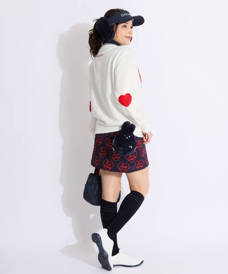 極美品✨ジャックバニー ケーブル編みセーター ゴルフ レディース 白 S セール・アウトレット】コットンロゴタートルセーター レディス