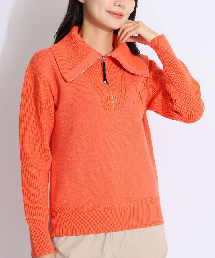 ビッグカラーハーフジップニットプルオーバー