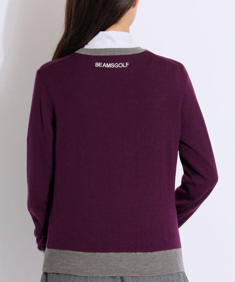 ビームスゴルフ BE 【防風ストレッチ】裏地付きクルーネックニット