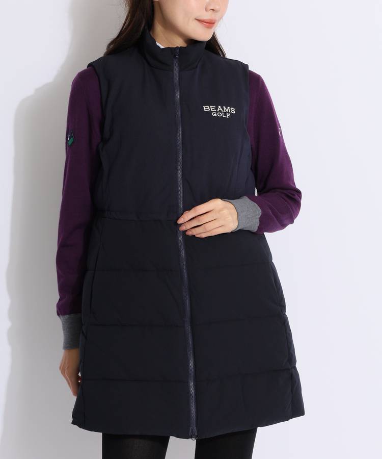 ビームスゴルフ　中綿ワンピース　ゴルフウェアスカート ビームスゴルフ BE ウエストドロストノースリーブ中綿ワンピース