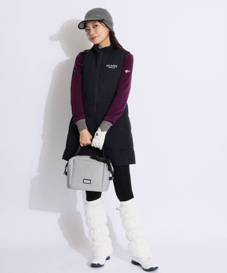 ビームスゴルフ BE ウエストドロストノースリーブ中綿ワンピース