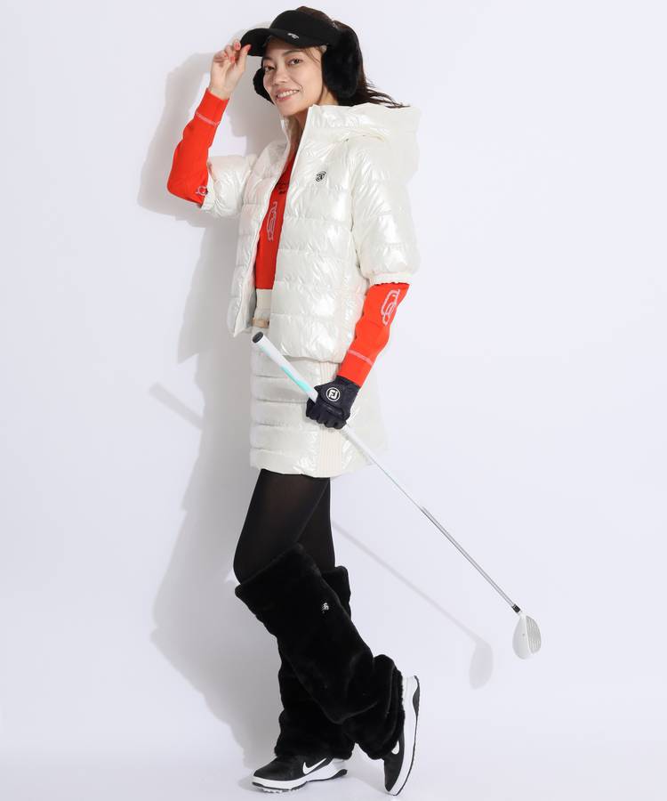 アルチビオ 中綿ジャケット ホワイト系 ゴルフウェア レディース サイズ38 アルチビオ AR 【保温制電】5分丈フーディーダウンジャケット