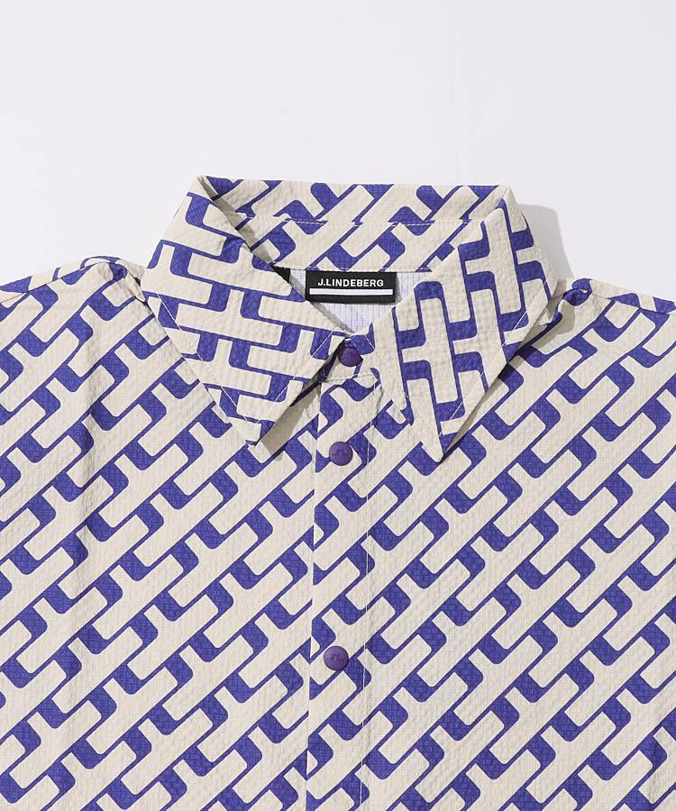 ジェイリンドバーグ JL 総柄サッカー半袖ポロシャツ レディースゴルフ