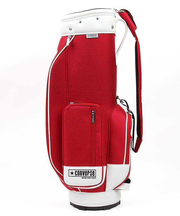 新品未使用！コンバースCONVERSEキャディバッグ レッド定価33,000円 キャディバッグ キャスター付き 【使用1回のみ】 コンバース レッド