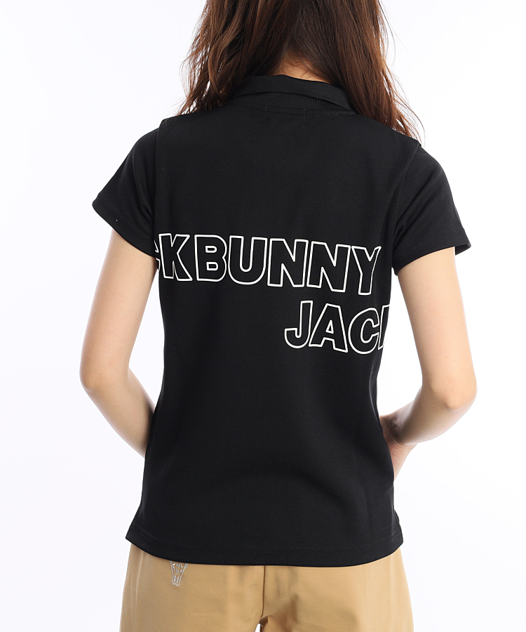 新品 【サイズ２】【ブラック】ジャックバニー 半袖ポロシャツ ゴルフ レディース ジャックバニー JB フロントロゴ鹿の子半袖ポロシャツ