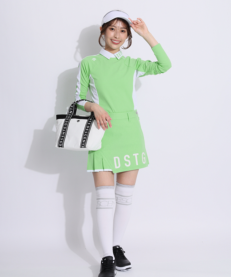 デサントゴルフ DE バックジップバイカラー長袖ポロシャツ レディース