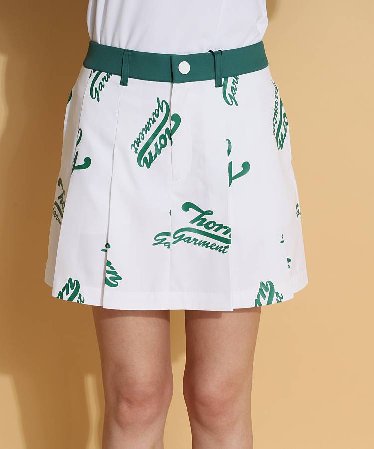 美品！MARK&LONA 一体型ペチパンツ ロゴプリーツスカート