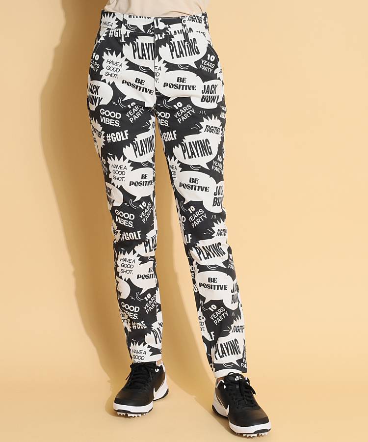 なな ジャックバニー 撥水ロングパンツ クロップドパンツ ゴルフ ジャックバニー JB 吹き出しプリントロングパンツ レディース