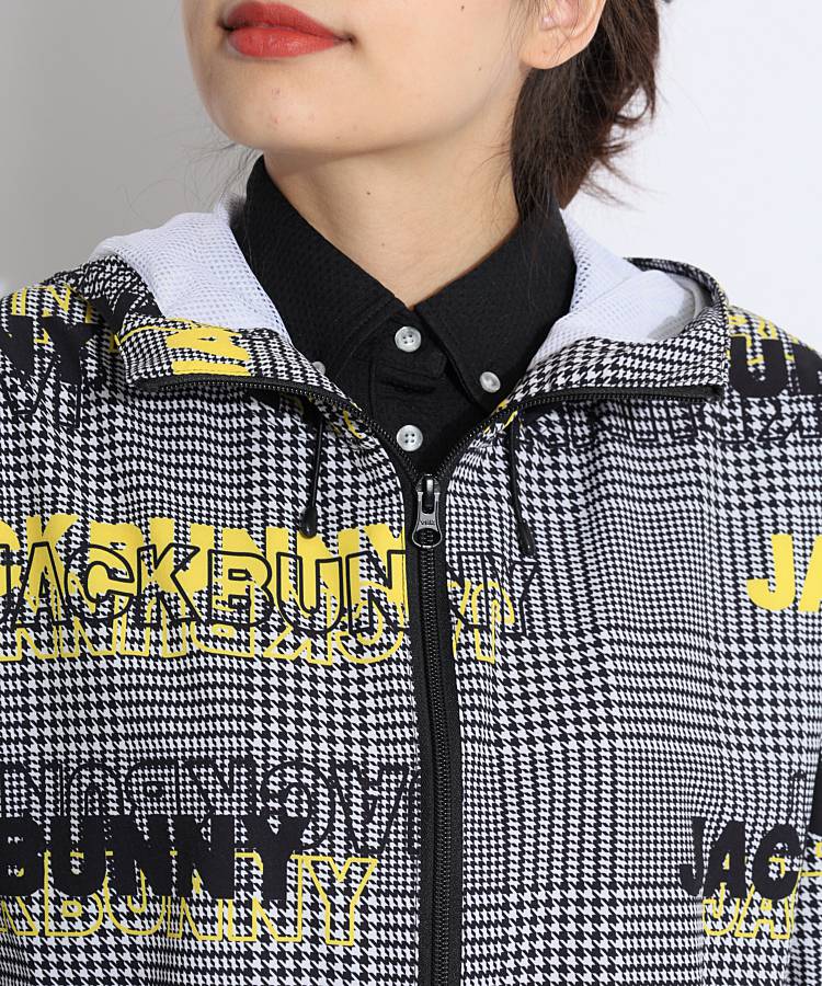 極美品 ジャックバニー 千鳥 グレンチェック パーカー ジャケット L 撥水 ジャックバニー JB グレンチェック柄フーディブルゾン