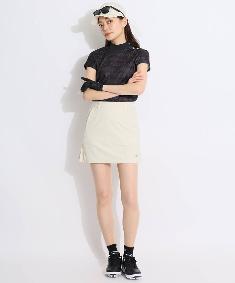 ニューバランスゴルフ NB ボタン付きロゴボーダーモックネック半袖