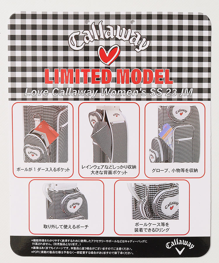 Callaway キャディバッグ レディース 赤と白のチェック柄 未使用品 キャロウェイ Callaway カートバッグ 白×赤 ラウンドバッグ