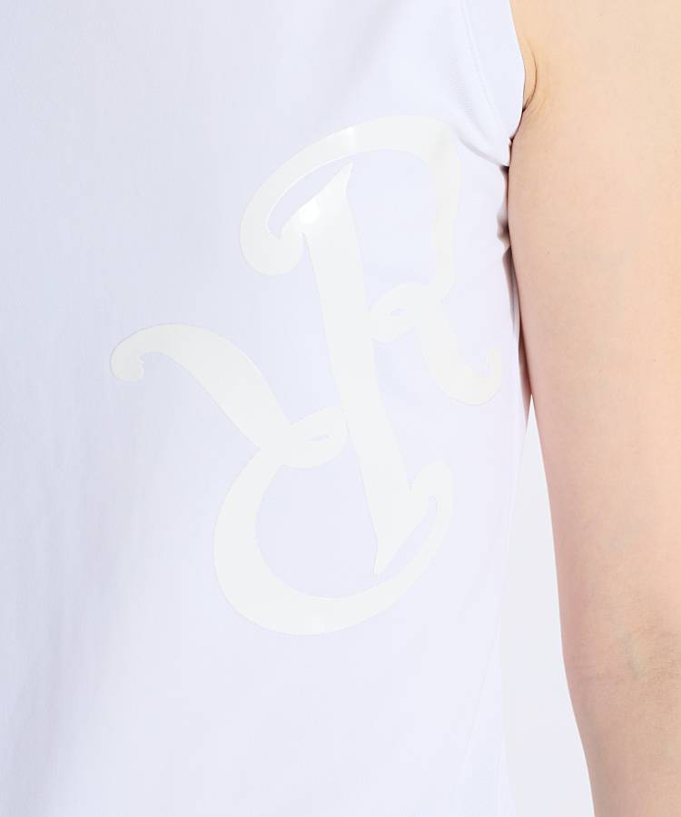 レザレクション RR 艶ロゴprintモックネックノースリーブカットソー