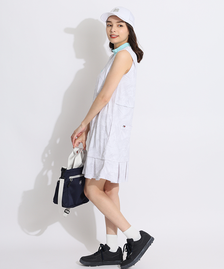 トミーヒルフィガーゴルフ TH リーフプリントノースリーブワンピース