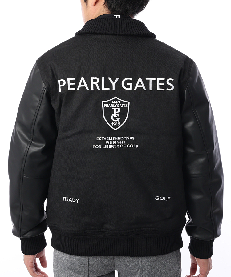 即日出荷 PEARLY GATES ブラック×合皮 スタジアムジャケットM 4